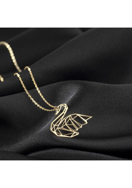 925 Ayar Gümüş Kuğ Origami Kolye Özel Tasarım