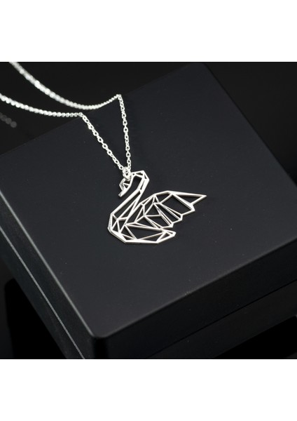 925 Ayar Gümüş Kuğ Origami Kolye Özel Tasarım fiyatları
