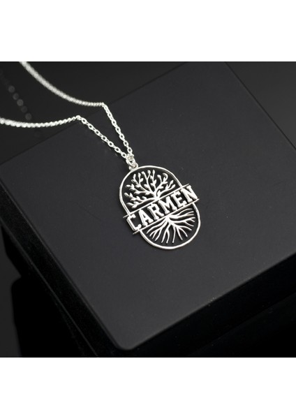 Kadın 925 Ayar Gümüş Ağaç Figürlü Isim Kolye Özel Tasarım fiyatları