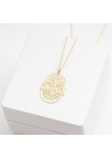 Kadın 925 Ayar Gümüş Ağaç Figürlü Isim Kolye Özel Tasarım modelleri