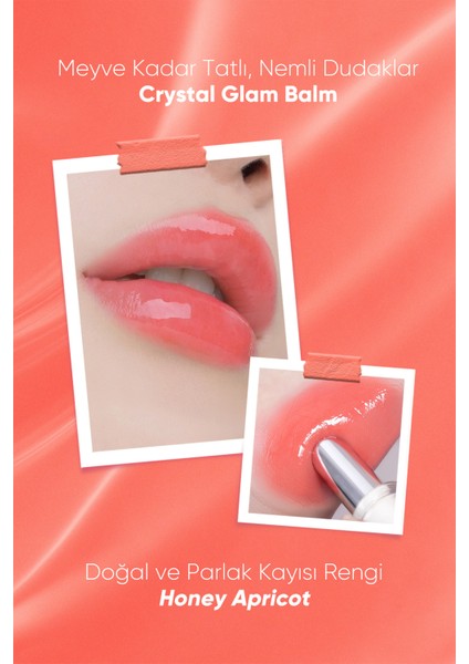 CLIO Yoğun Pigmentli ve Işıltılı Dudak Balmı  Crystal Glam Balm (02 Honey Apricot)