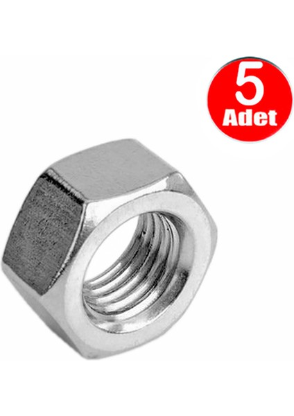 M18 Somun Dın 934 Beyaz Galvanizli Somun - 5 Adet