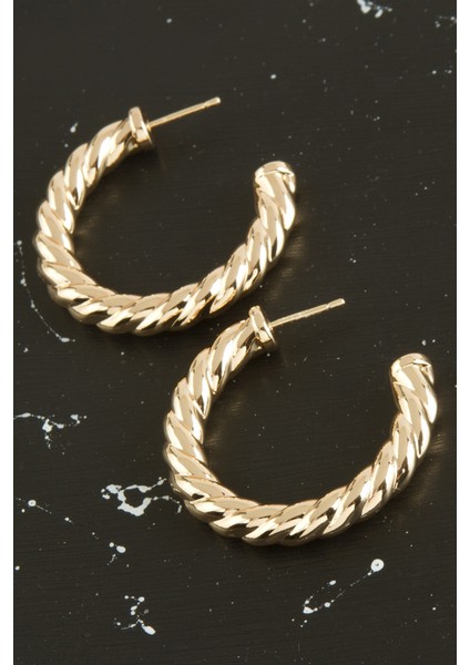 E-Bijuteri Xuping Burgulu Lüks Çelik Halka Küpe