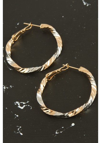 E-Bijuteri Xuping Burgulu Lüks Çelik Halka Küpe