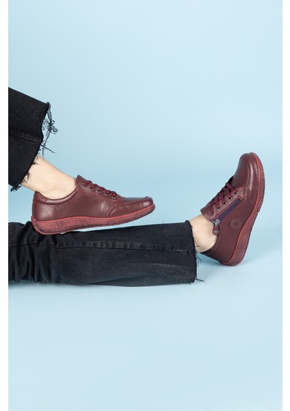 Cosmina Kadın Hakiki Deri Bordo Günlük Ayakkabı