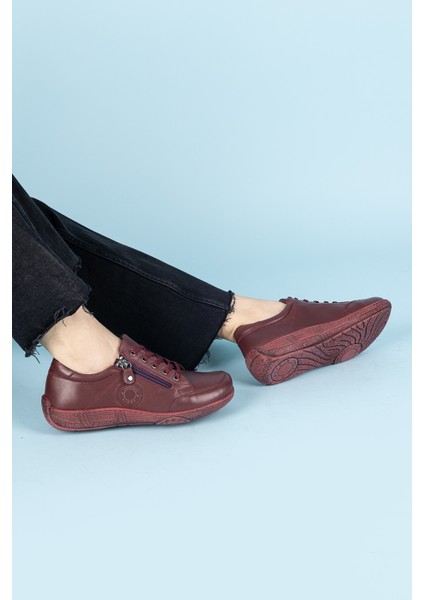Cosmina Kadın Hakiki Deri Bordo Günlük Ayakkabı modelleri
