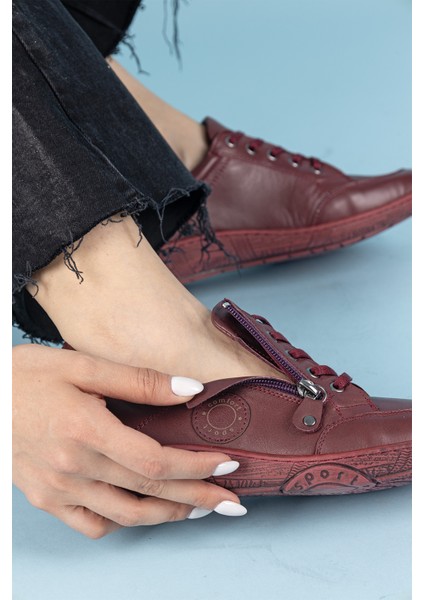 Cosmina Kadın Hakiki Deri Bordo Günlük Ayakkabı fırsatları