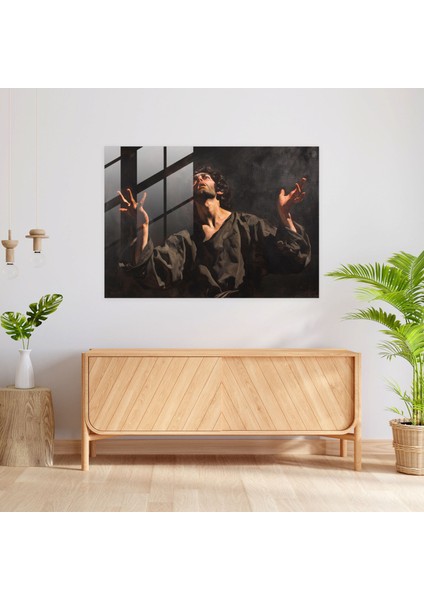 Caravaggio Stili Cam Sanatı - Vahiy Anındaki Figür - Caravaggio, Cam Sanatı, Ev Dekorasyonu, Cam Baskı, 45 x 30 cm fiyatları