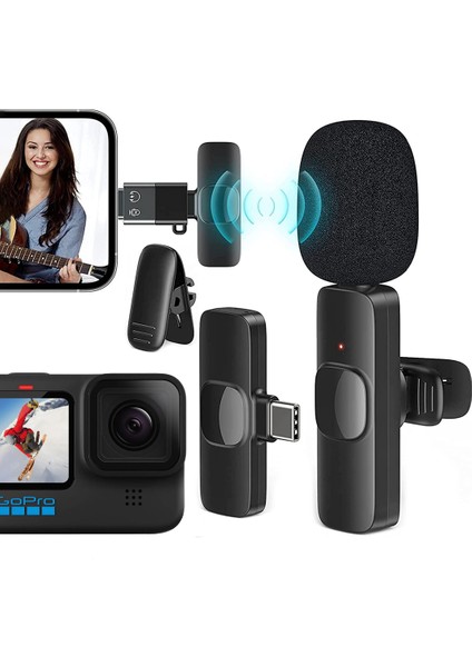 K8 Kablosuz Type-C Vlogger Yaka Mikrofonu