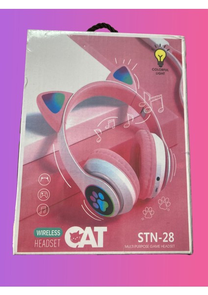 Stn-28 Pembe Kedi Kulaküstü Bluetooth Kulaklık