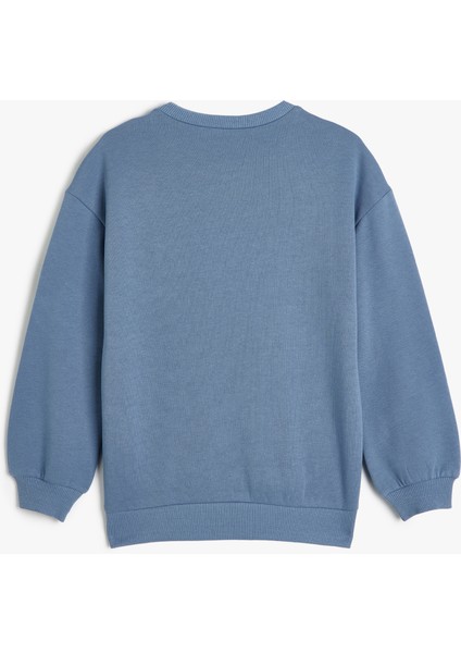 Sweatshirt Baskı Detaylı Uzun Kollu Bisiklet Yaka Şardonlu fiyatları