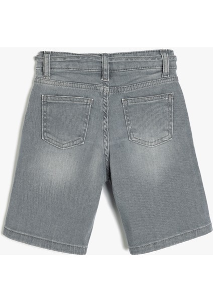 Bermuda Kot Şort Beli Ayarlanabilir Lastikli Pamuklu fiyatları