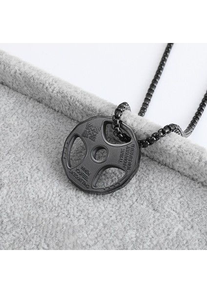 AL18922-SIYAH Titanyum Çelik Dönebilen Dambıl Halter Spor Kolye Otoriter Erkekler Kolye Gym Fitness Spor Ekipmanları Takı (Yurt Dışından)