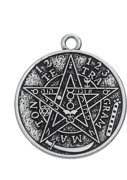 Gümüş Iskandinav Pentagram Solomon Tetragrammaton Kolye Kolye Vintage Stil Pagan Muska Takı (Yurt Dışından)