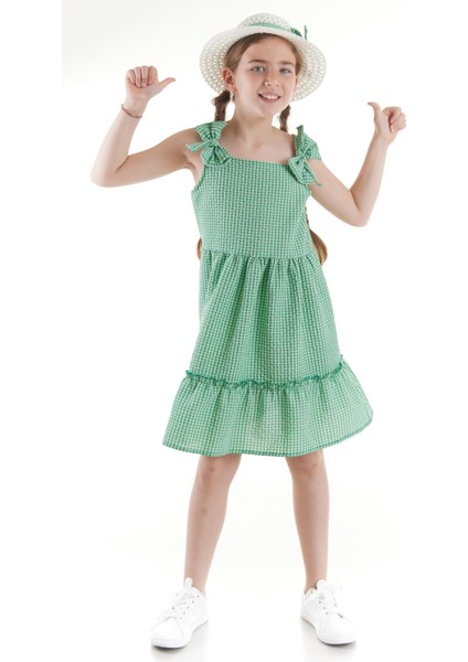 Kız Çocuk Elbise Gofre Pitikare Şapkalı Set Elbise Pamuklu Ak2524 modelleri