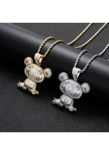AL4016-ALTIN Moda Hip Hop Hayvan Goril Kalıp Tam Buzlu Out Kübik Zirkonya Kolye Kolye Erkekler Için Trend Kadınlar Takı Hediye (Yurt Dışından) fırsatları
