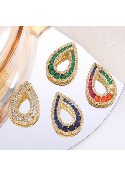 Menekşe Juya Dıy Lüks Gökkuşağı Kristal Kaplamalı 18 K Gerçek Altın Kaplama Fatima Ayı Yılan Kare Oval Şekil Geometri Kolye Malzemeleri (Yurt Dışından)