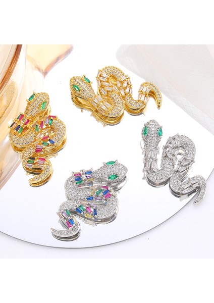 Menekşe Juya Dıy Lüks Gökkuşağı Kristal Kaplamalı 18 K Gerçek Altın Kaplama Fatima Ayı Yılan Kare Oval Şekil Geometri Kolye Malzemeleri (Yurt Dışından)