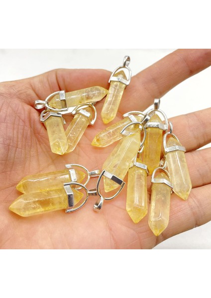 No.41 Doğal Taş Taş Kuvars Kristal Florit Sitrin Altıgen Sarkaç Reiki Charm Kolye Dıy Takı Yapımı Kolye (Yurt Dışından)