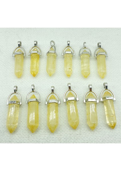 No.41 Doğal Taş Taş Kuvars Kristal Florit Sitrin Altıgen Sarkaç Reiki Charm Kolye Dıy Takı Yapımı Kolye (Yurt Dışından)