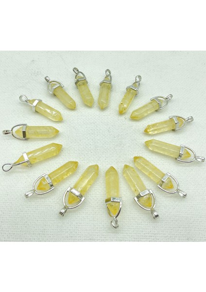No.41 Doğal Taş Taş Kuvars Kristal Florit Sitrin Altıgen Sarkaç Reiki Charm Kolye Dıy Takı Yapımı Kolye (Yurt Dışından)