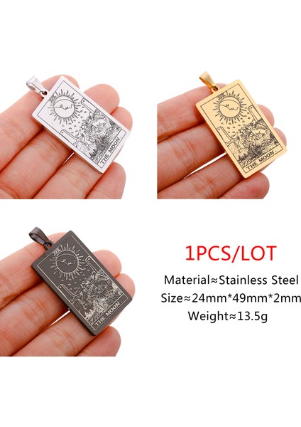 Siyah Stil Ay 22 Tarot Kartları Kolye Kolye Paslanmaz Çelik Binbaşı Arcana Kehanet Takılar Takı Kişiselleştirilmiş Kolye Yapımı Hediye Dıy (Yurt Dışından)