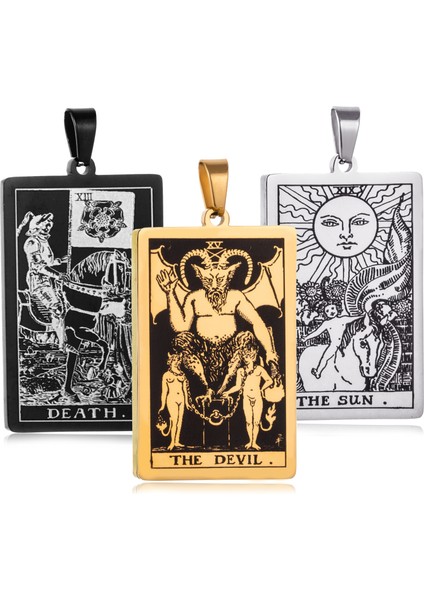 Siyah Stil Ay 22 Tarot Kartları Kolye Kolye Paslanmaz Çelik Binbaşı Arcana Kehanet Takılar Takı Kişiselleştirilmiş Kolye Yapımı Hediye Dıy (Yurt Dışından) fiyatları
