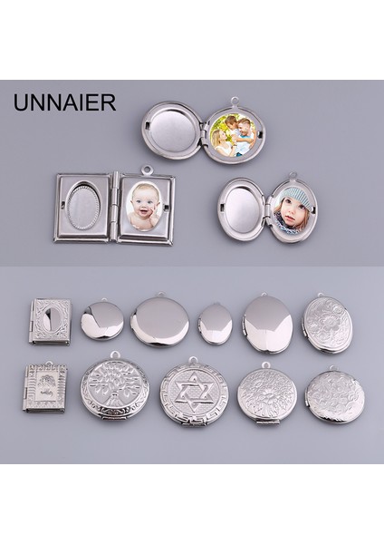 E10 Unnaıer Geometrik Yuvarlak Fotoğraf Kolye Kutusu Kolye Titanyum Çelik Paslanmaz Çelik Metal El Yapımı Diy Aksesuarları Takı (Yurt Dışından) fiyatları