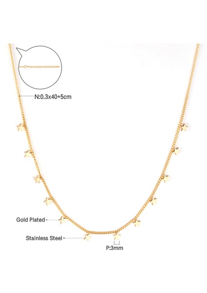 Altın Tarzı NE245701G Luxusteel Minik Küçük Kolye Gerdanlık Kolye Kadınlar Için Kızlar Paslanmaz Çelik Moda Zarif Sikke Yıldız Bebek Ayak Charm Takı (Yurt Dışından)