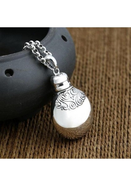 AL12879-GÜMÜŞ Yeni Claunk Gümüş Kaplama Metal Antika Parfüm Şişesi Kolye Kolye Erkekler Için Glamour Kişilik Parti Balo Takı (Yurt Dışından) modelleri