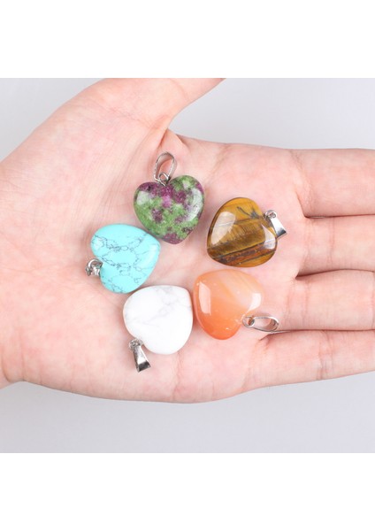 Karpuz Doğal Taş Kolye Malakit Kaplan Gözü Kristal Akik Turkuaz Kalp Şekli Kolye Charms Bilezik Kolye Takı Yapımı (Yurt Dışından) indirimleri