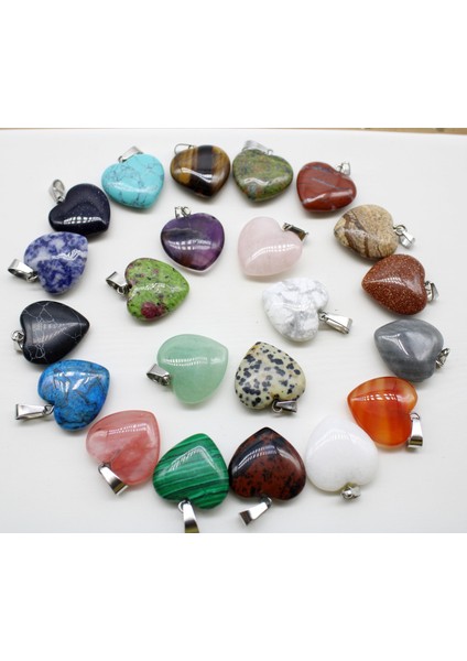 Aventurin Doğal Taş Opal Akik Kristal Kalp Şekli Kolye Charms Diy Küpe Kolye Takı Yapımı Dekoratif Lot (Yurt Dışından)