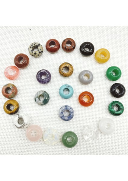 No.21 2 Adet Doğal Taş Kuvars Kristal Yuvarlak Şekil Büyük Delik Boncuk Kolye Takı Yapımı Kolye Küpe Bilezik Aksesuarları 7*14 mm (Yurt Dışından)