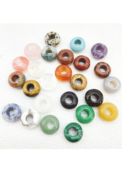 No.21 2 Adet Doğal Taş Kuvars Kristal Yuvarlak Şekil Büyük Delik Boncuk Kolye Takı Yapımı Kolye Küpe Bilezik Aksesuarları 7*14 mm (Yurt Dışından)
