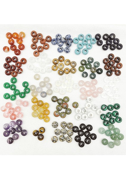 No.21 2 Adet Doğal Taş Kuvars Kristal Yuvarlak Şekil Büyük Delik Boncuk Kolye Takı Yapımı Kolye Küpe Bilezik Aksesuarları 7*14 mm (Yurt Dışından)