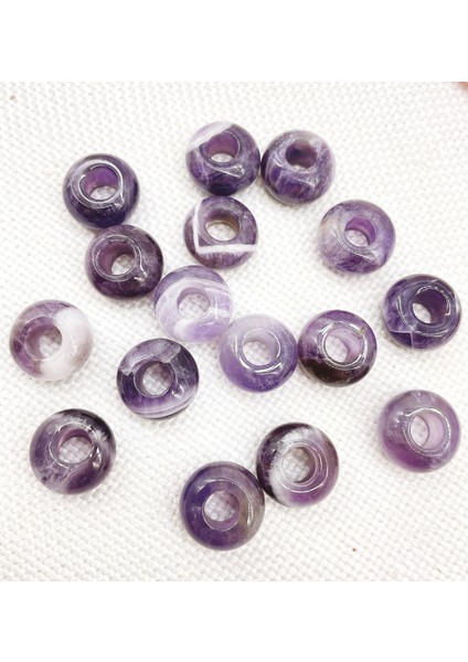 No.21 2 Adet Doğal Taş Kuvars Kristal Yuvarlak Şekil Büyük Delik Boncuk Kolye Takı Yapımı Kolye Küpe Bilezik Aksesuarları 7*14 mm (Yurt Dışından)