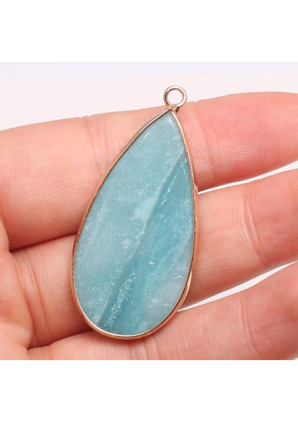 Amazonit Doğal Taş Mücevher Klasik Damla Kenar Kolye El Yapımı El Sanatları Dıy Zarif Kolye Kazak Zinciri Takı Aksesuarları Hediye Yapmak (Yurt Dışından)