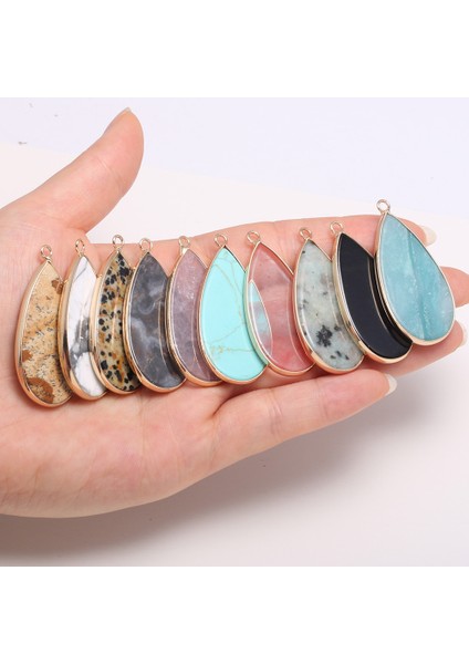 Amazonit Doğal Taş Mücevher Klasik Damla Kenar Kolye El Yapımı El Sanatları Dıy Zarif Kolye Kazak Zinciri Takı Aksesuarları Hediye Yapmak (Yurt Dışından) modelleri