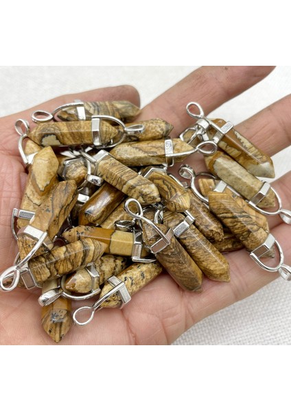 No.23 Doğal Taş Taş Kuvars Kristal Turkuaz Altıgen Sarkaç Reiki Charm Kolye Dıy Takı Yapımı Kolye (Yurt Dışından)