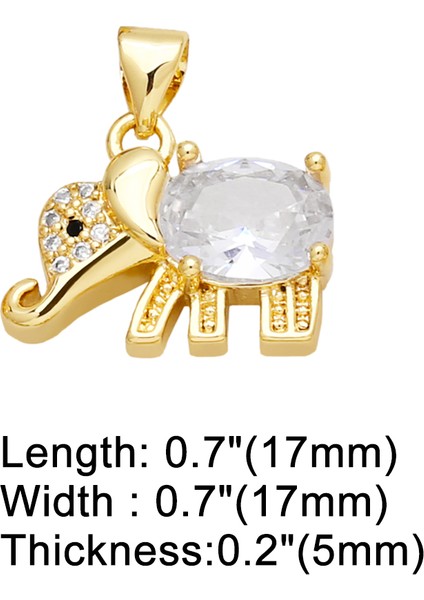Beyaz Ocesrıo Trendy Renkli Oval Kristal Fil Kolye Kolye Bakır Altın Kaplama Hayvan Figürlü Mücevherat Yapımı Malzemeleri PDTB146 (Yurt Dışından)