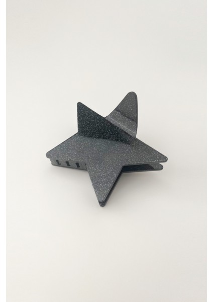 Siyah Simli Parlak Yıldız Mandal Toka (Ölçü:8 Cm)