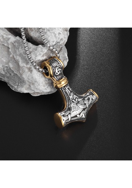 9184-GÜMÜŞ Iskandinav Viking Thor Odin Çekiç Kolye Erkekler Için Mjolnir Iskandinav Rune Muska Erkek Kolye Kolye Takı (Yurt Dışından)