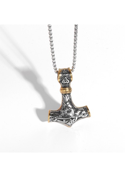 9184-GÜMÜŞ Iskandinav Viking Thor Odin Çekiç Kolye Erkekler Için Mjolnir Iskandinav Rune Muska Erkek Kolye Kolye Takı (Yurt Dışından)