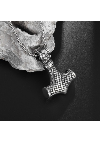 9184-GÜMÜŞ Iskandinav Viking Thor Odin Çekiç Kolye Erkekler Için Mjolnir Iskandinav Rune Muska Erkek Kolye Kolye Takı (Yurt Dışından)