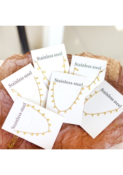Altın Tarzı NE247401S Luxusteel Minik Küçük Kolye Gerdanlık Kolye Kadınlar Için Kızlar Paslanmaz Çelik Moda Zarif Sikke Yıldız Bebek Ayak Charm Takı (Yurt Dışından) indirimleri