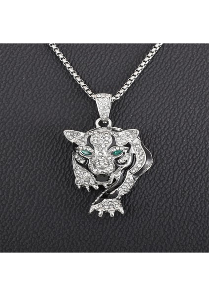 A7725-GÜMÜŞ-60CM Moda Gotik Tarzı Noel Kafatası Palyaço Zirkon Kolye Kolye Erkekler Hip Hop Rock Parti Balo Takı (Yurt Dışından)