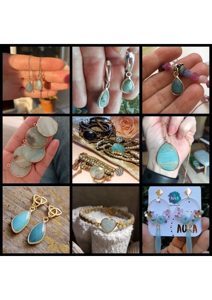 No.1 Doğal Taş Ite Kolye Mavi Yarı Değerli Kolye Bağlayıcı Charm Takı Yapmak Kolye Küpe Aksesuarları Bulma (Yurt Dışından)
