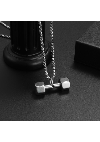 C Erkekler Kadınlar Paslanmaz Çelik Spor Kolye Halter Halter Dambıl Kolye Kolye Punk Hip Hop Spor Spor Takı (Yurt Dışından)