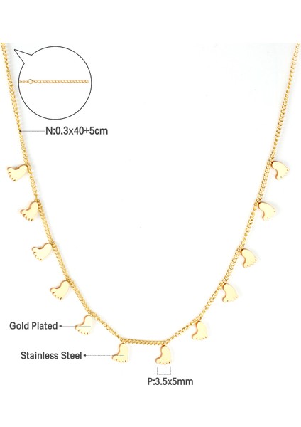 Altın Tarzı NE246301S Luxusteel Minik Küçük Kolye Gerdanlık Kolye Kadınlar Için Kızlar Paslanmaz Çelik Moda Zarif Sikke Yıldız Bebek Ayak Charm Takı (Yurt Dışından)