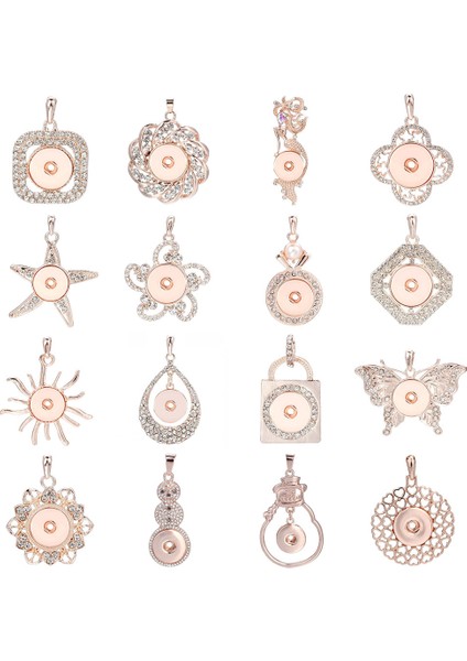 No.6 Boyutu Yeni Yapış Kolye Kolye Gül Altın Renk Kolye Fit Snap Düğmesi Moda Yapış Takı Kolye Hediye (Yurt Dışından) fiyatları